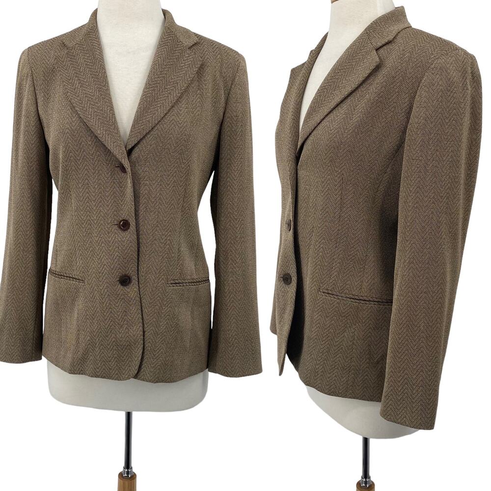 Emanuel Ungaro Vintage Wool Blazer Single Breasted Jacket Pockets Brown Womens 4